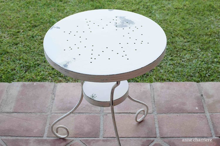 iron table with spray paint