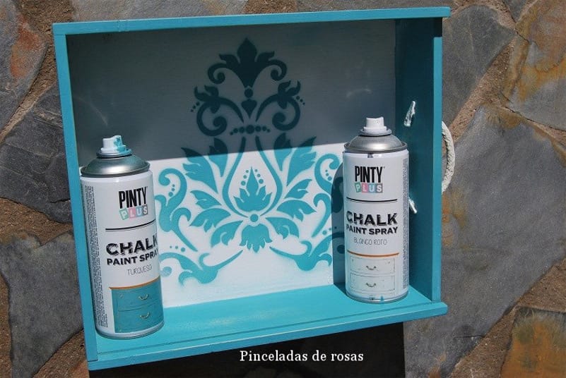 recycled wine boxes with chalk spray paint