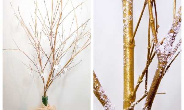 árbol de navidad DIY decorado con pintura en spray